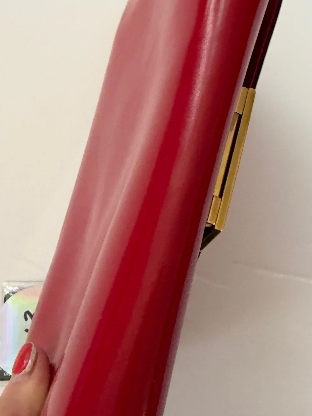 Louis Vuitton Red Patent Louise Clutch with Gold LV Emblem